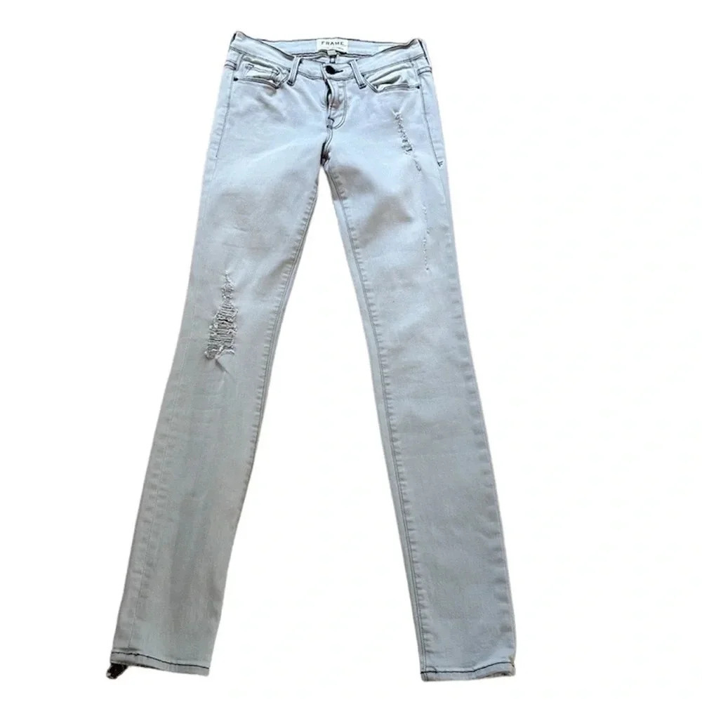Frame Le Skinny de Jeanne Skinny Leg Distressed Jeans Size 26 GUC